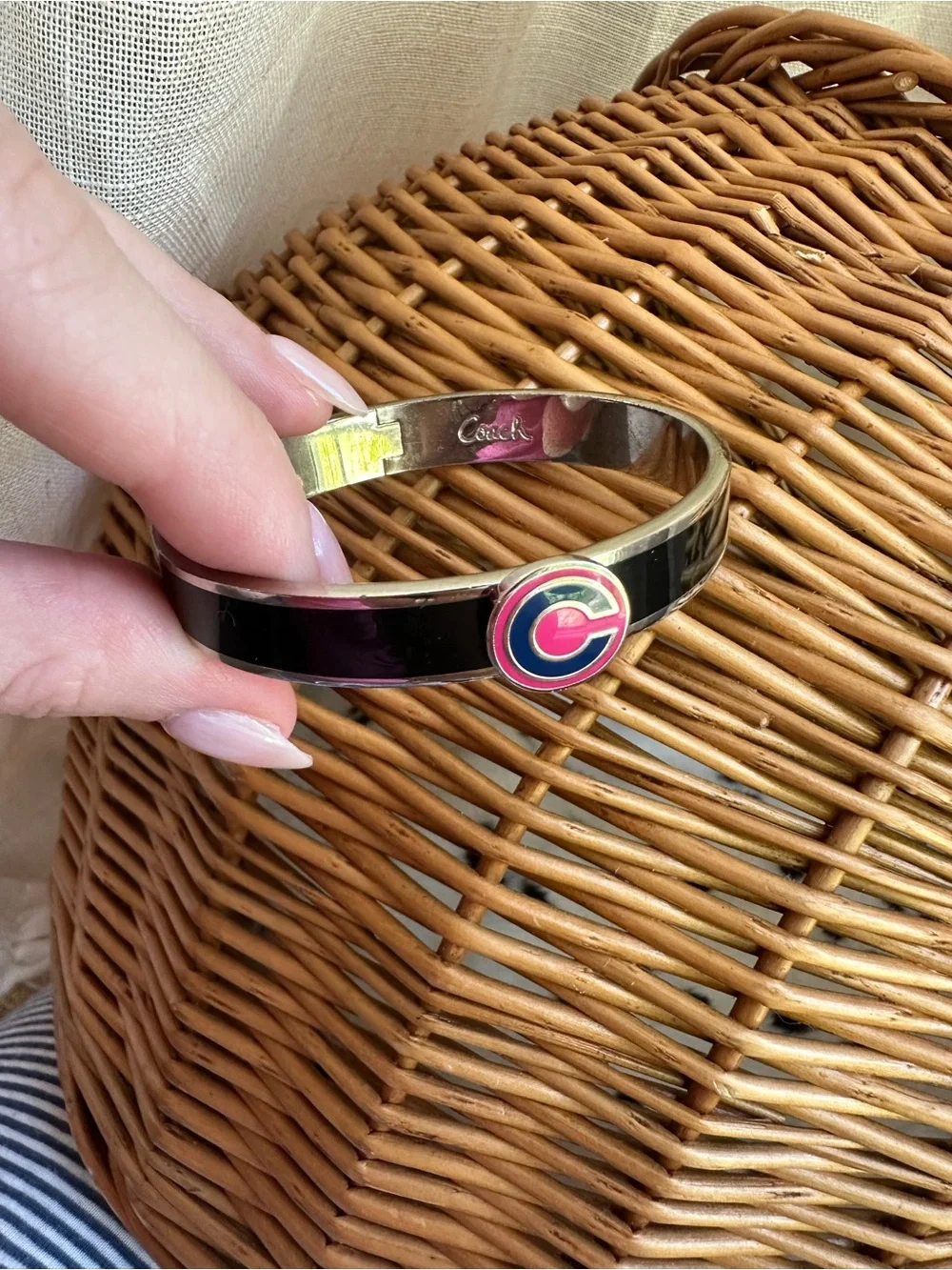 Y2K Coach Black and Pink Bangle Bracelet